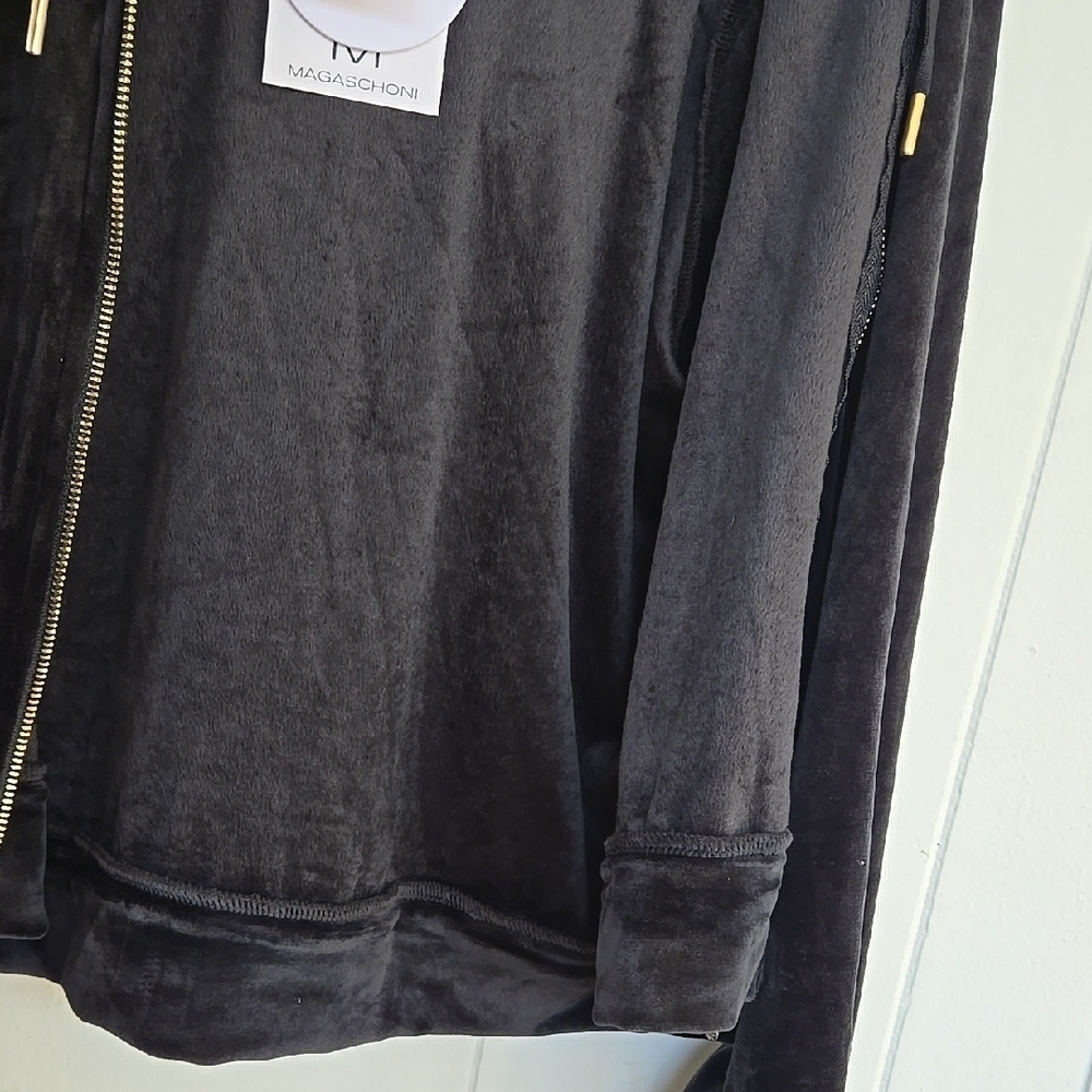 Magaschoni Black Velvet Women's Hoodie Jacket Size S - Picture 11 of 11